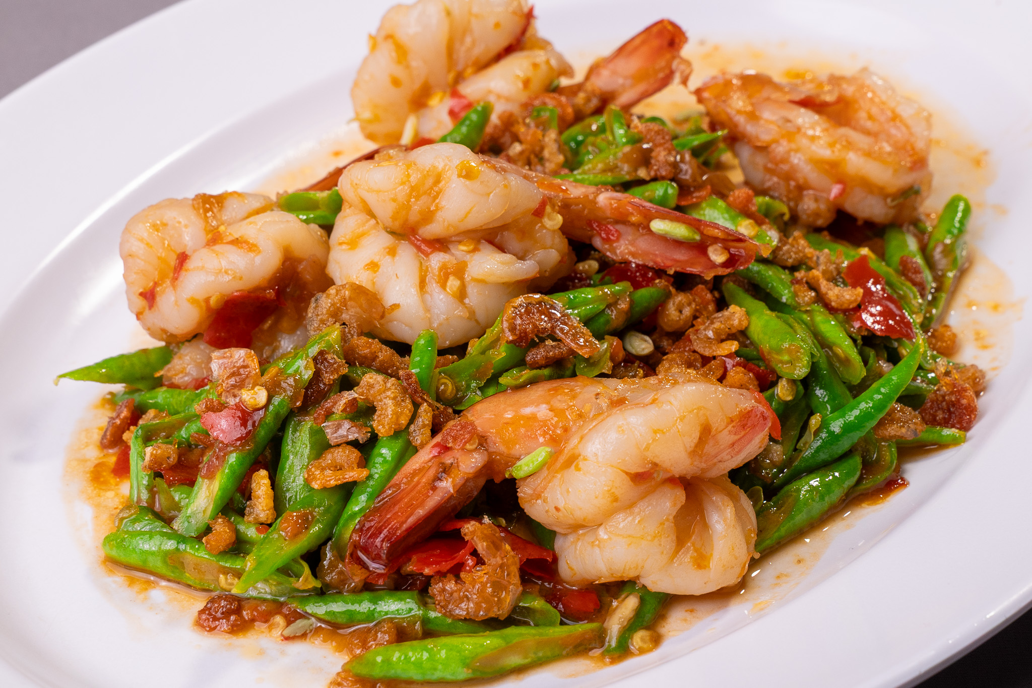 ถั่วผักยาวผัดกะปิกุ้ง